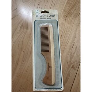 Vintage April Bath And Shower Natural Wooden Hair Comb 7 Inch Made in China NEW